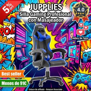 Silla gaming profesional ergonómica JUPPLIES con masaje lumbar