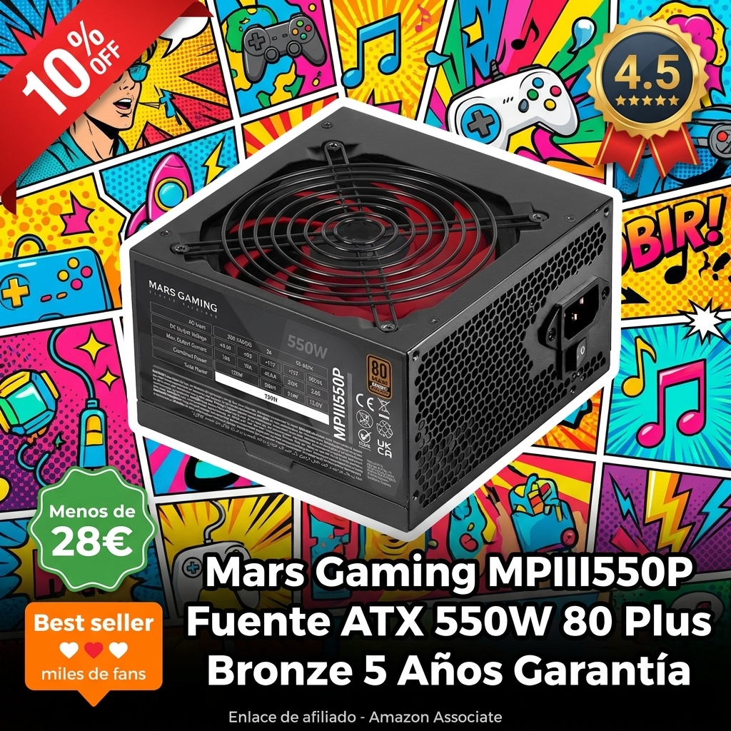 Mars Gaming MPIII550P Fuente ATX 550W 80 Plus Bronze 5 Años Garantía