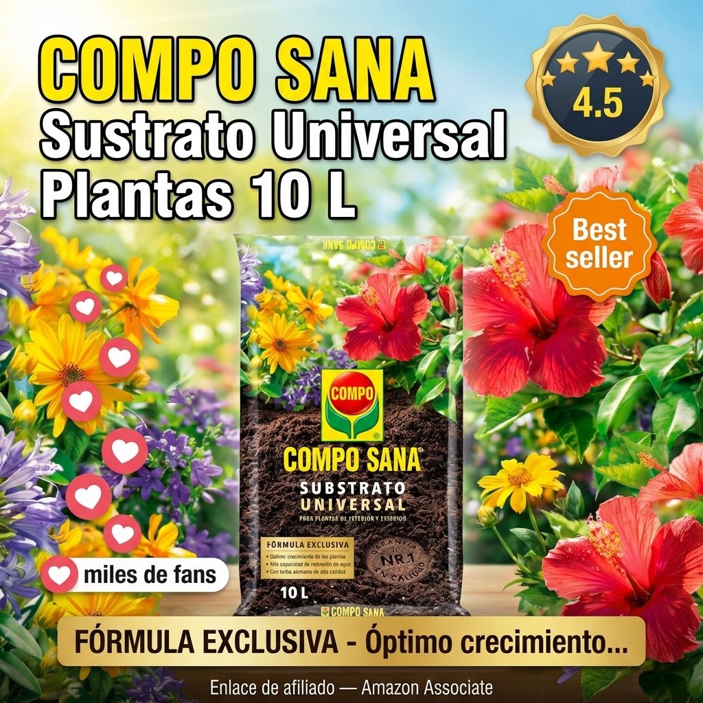 COMPO SANA Substrato Universal de calidad con 6 a 8 semanas de abono para plantas de interior, terraza y jardín, Substrato de cultivo, 10 L