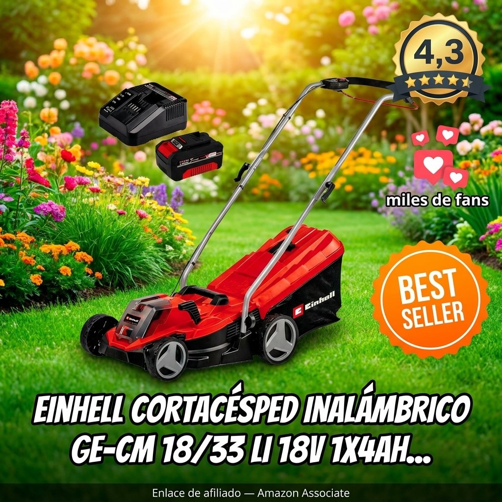 Einhell Cortacésped Inalámbrico GE-CM 18/33 Li 18V 1x4Ah hasta 200m²