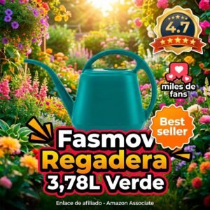 Fasmov Regadera 3,78L – Para jardín y plantas de interior con boquilla desmontable