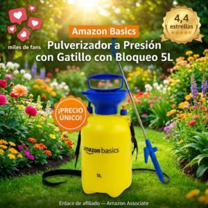 Amazon Basics Pulverizador a Presión con Gatillo y Bloqueo 1,5L