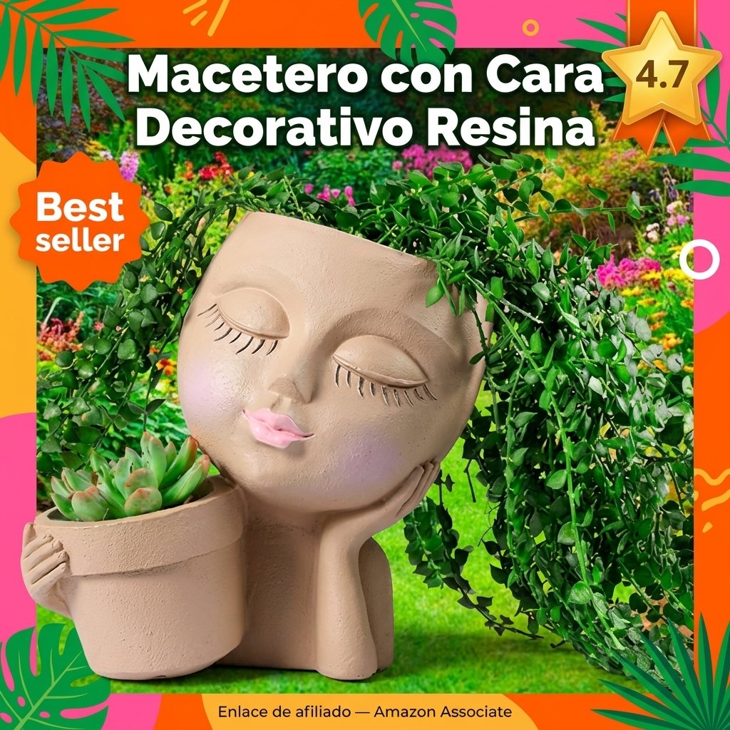 Macetero con Cara Doble para Interior y Exterior Resina con Drenaje