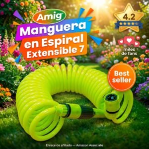 Amig Manguera en Espiral Extensible 7,5m con Lanza de Riego