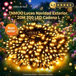 TNMOO Guirnalda LED 20M 200 Luces – 8 modos para jardin, terraza y eventos