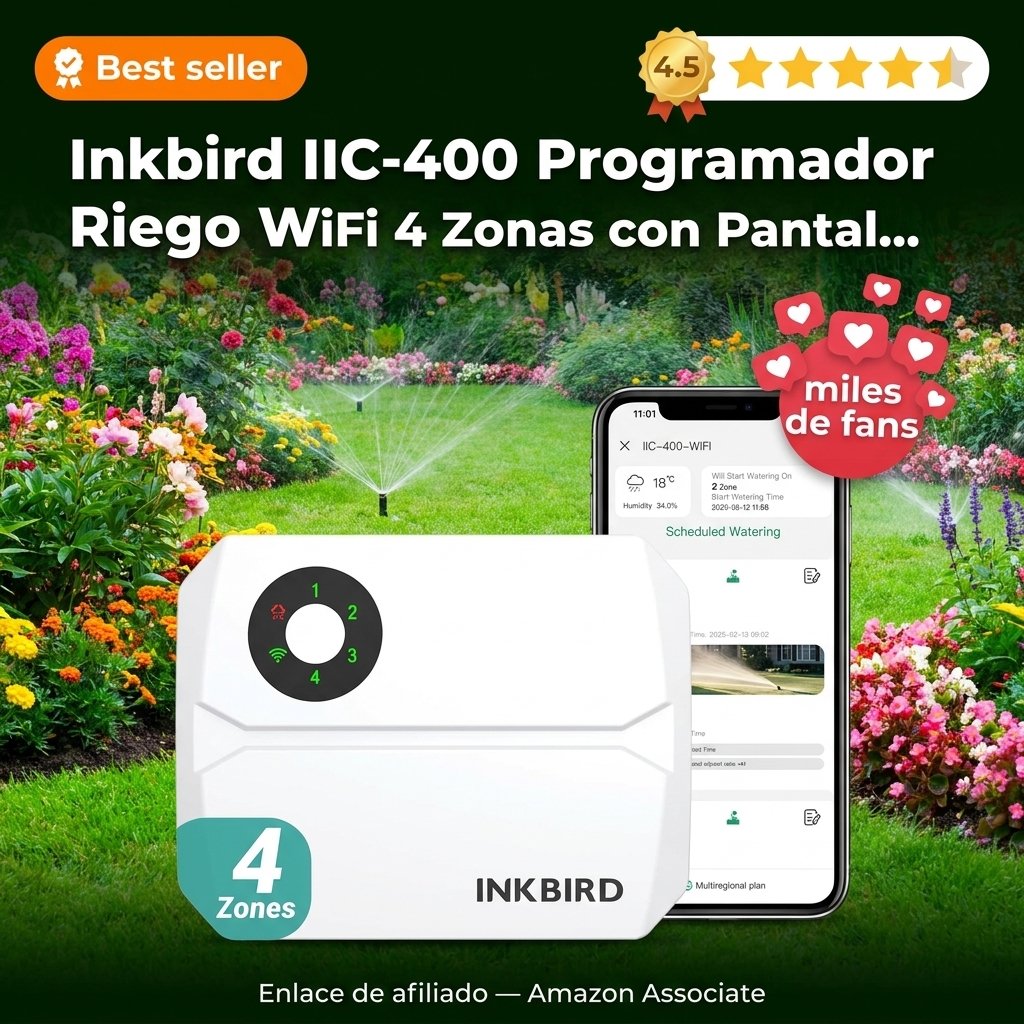 Inkbird IIC-400 Programador Riego WiFi 4 Zonas con Pantalla LCD