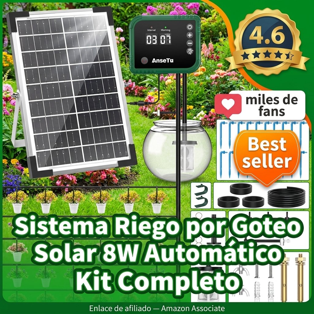 Sistema Riego por Goteo Solar 8W Automático Kit Completo