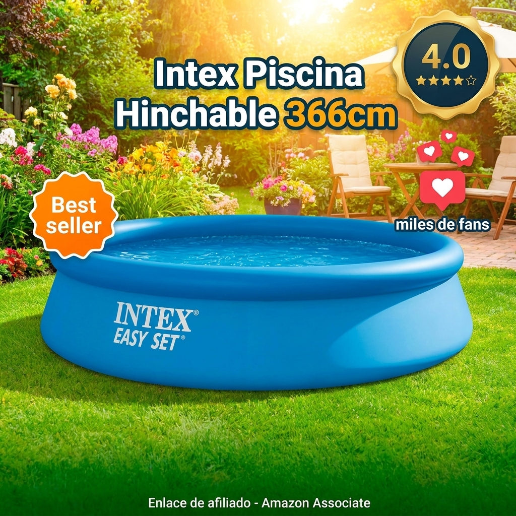 Intex 54402 - Piscina Hinchable, Ø366x76 cm, 5.621 litros, Piscina Redonda, para 5 Personas