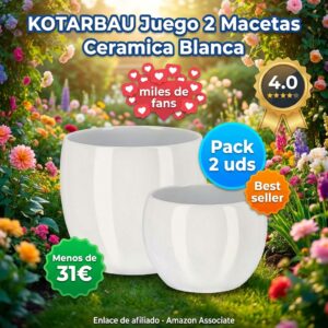 Juego 2 Macetas Ceramica Blanca KOTARBAU Diseno Moderno