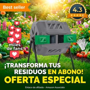 Outsunny Compostador Giratorio 160L con Doble Camara