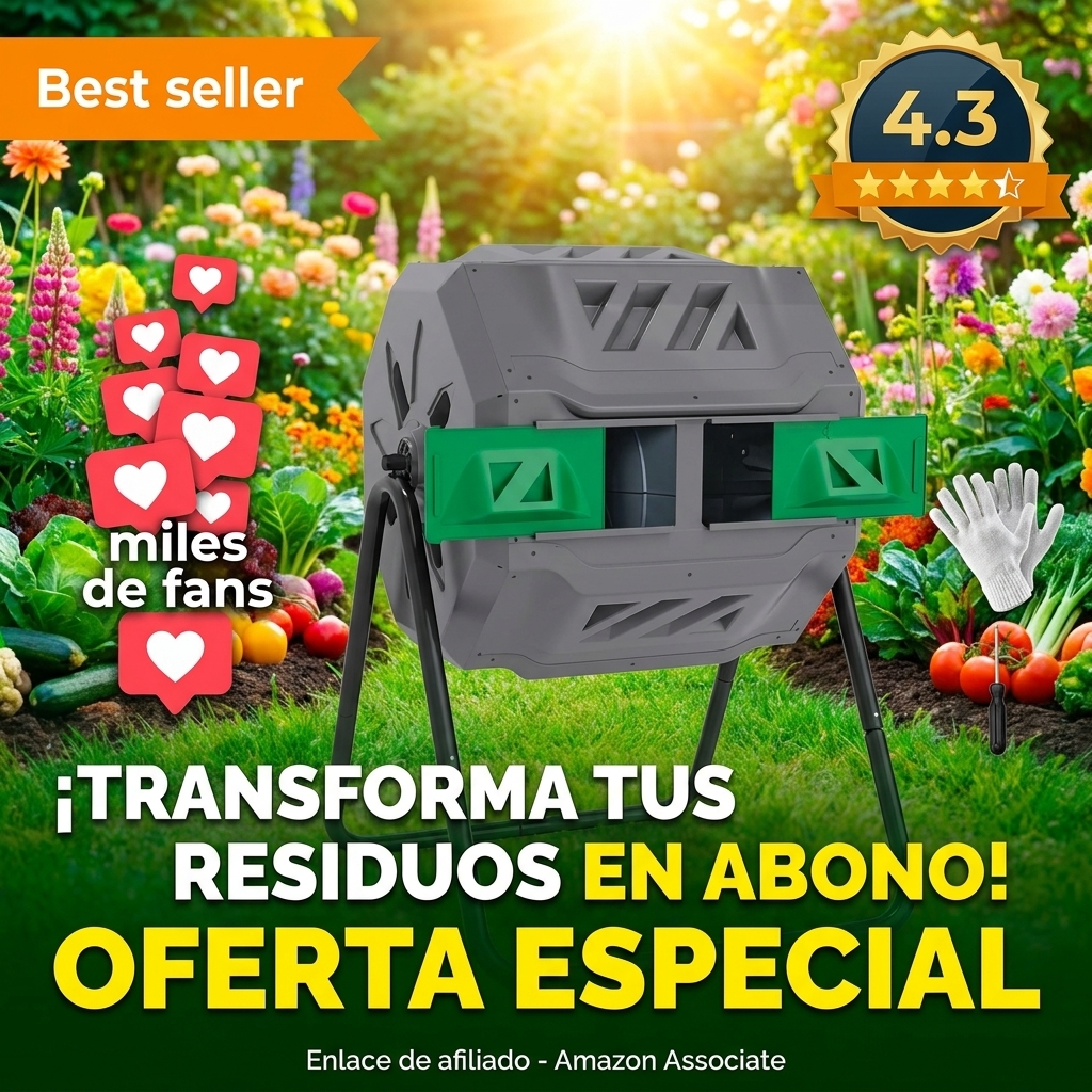 Outsunny Compostador Giratorio de 160L Contenedor de Compostaje de Jardín de Doble Cámara Compostadora con Aberturas de Ventilación y Patas de Acero 71x65x96 cm Gris