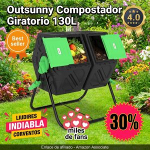 Compostador Giratorio Doble Camara 130 L Outsunny