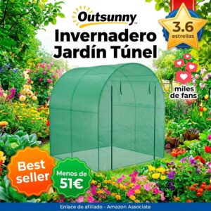 Invernadero de Jardín Outsunny 180x180x200 cm con Puerta