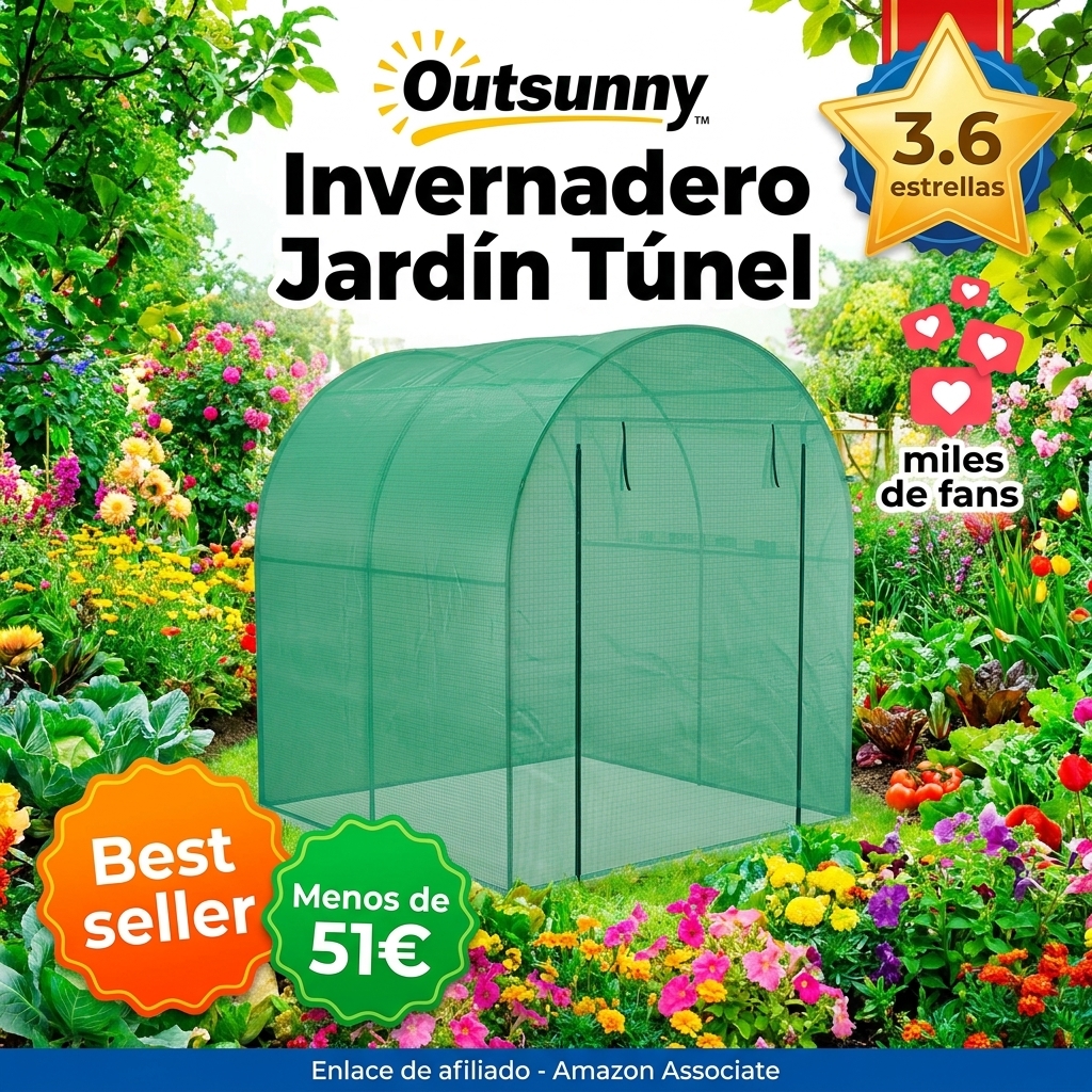 Outsunny Invernadero de Jardín 180x180x200 cm Invernadero de Túnel Pequeño con Puerta Enrollable y Ventana de Malla para Cultivar Plantas Flores Verde