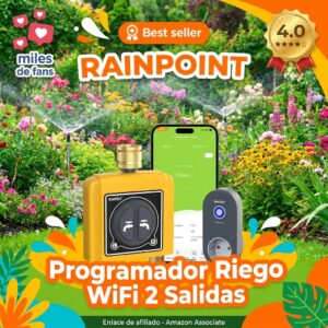 Programador Riego WiFi RAINPOINT 2 Salidas Laton con App y Voz