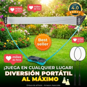 Red de Badminton Portatil AKTIVE 295 cm con Raquetas y Maletin