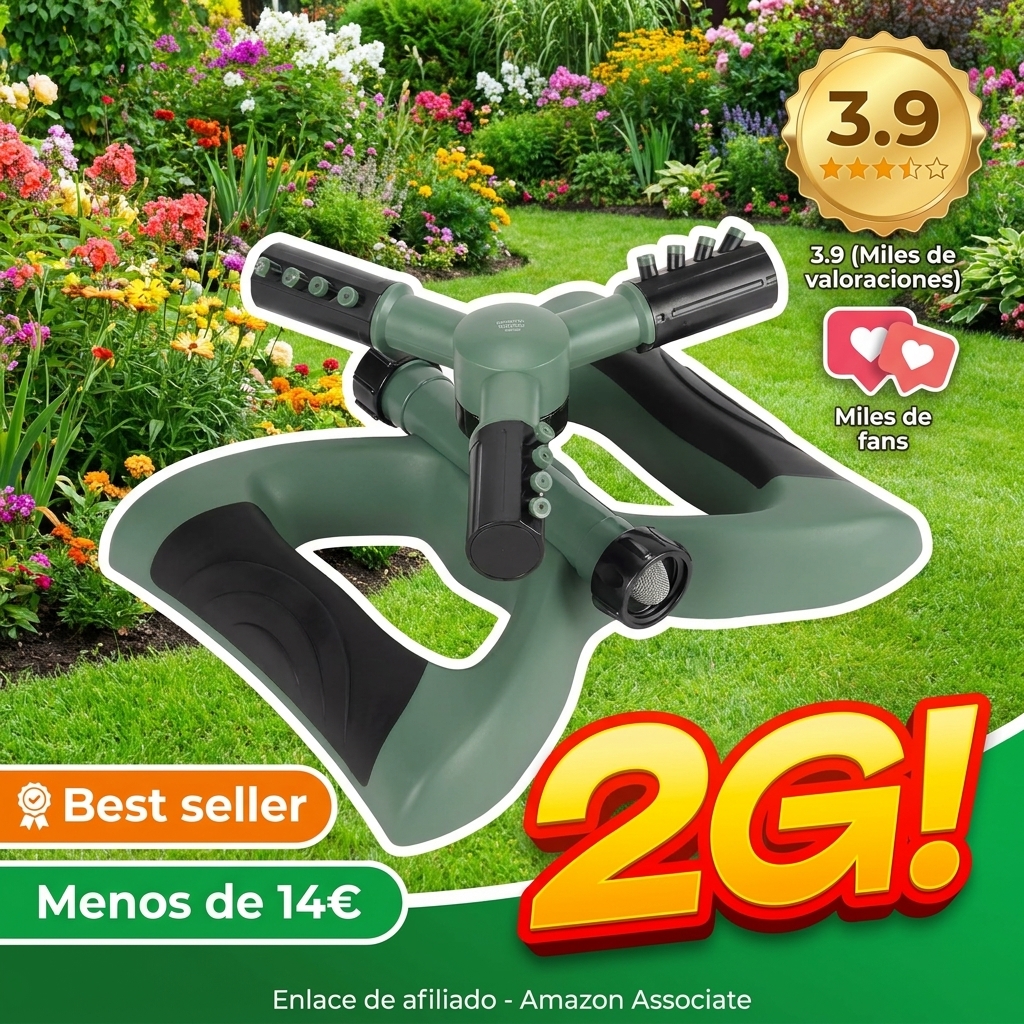 Amazon Basics Aspersores giratorios para jardín, Color Verde, Paquete de 1