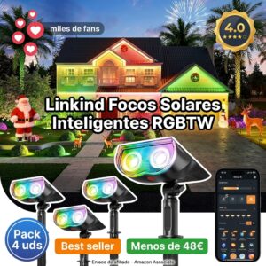 Pack 4 Focos Solares Inteligentes Linkind RGBTW con App