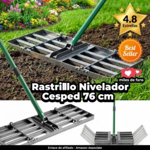 Rastrillo Nivelador de Cesped 76 cm – Mango Ajustable Plegable