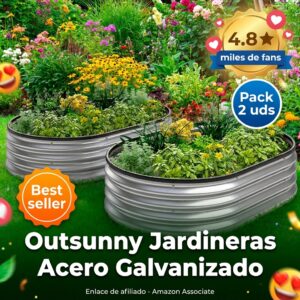 Pack 2 Jardineras Exterior Galvanizadas 135 cm – Outsunny