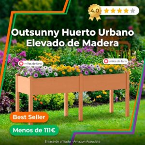 Huerto Urbano Elevado de Madera Outsunny 184 cm con Divisor