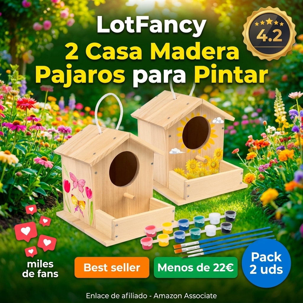 LotFancy 2 Casa Madera Pajaros para Pintar, Casa Pajaros Exterior DIY