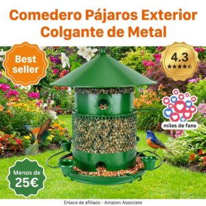 Comedero para pájaros colgante de metal para exterior