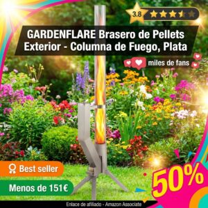 Brasero de pellets exterior columna de fuego GARDENFLARE