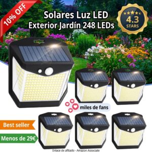 Foco solar LED exterior con sensor de movimiento