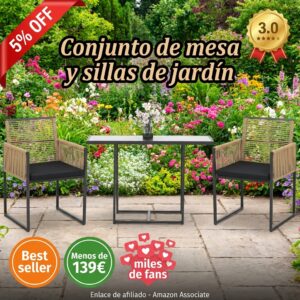 Conjunto de mesa y sillas de jardín plegables