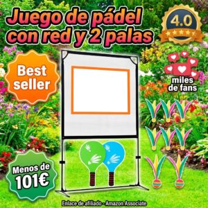 Juego de pádel con red y palas para jardín
