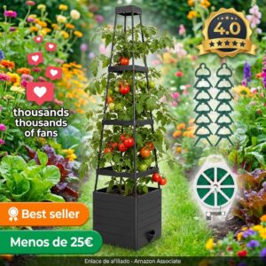 Maceta jardinera con enrejado para plantas trepadoras