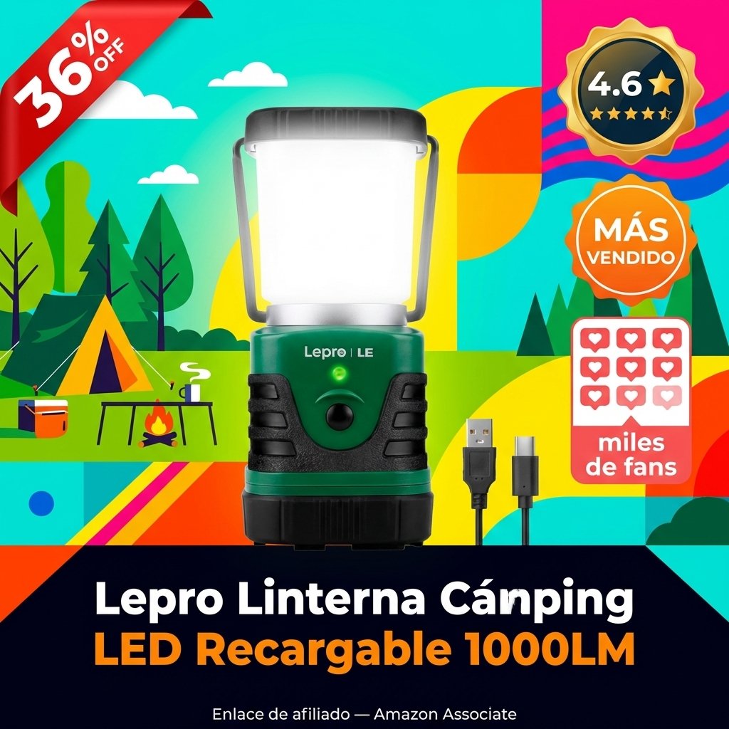 Lepro Linterna Cámping LED Recargable 1000LM
