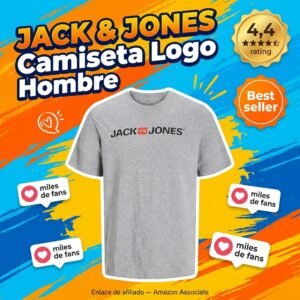 JACK & JONES Camiseta Logo Hombre – Básico Imprescindible