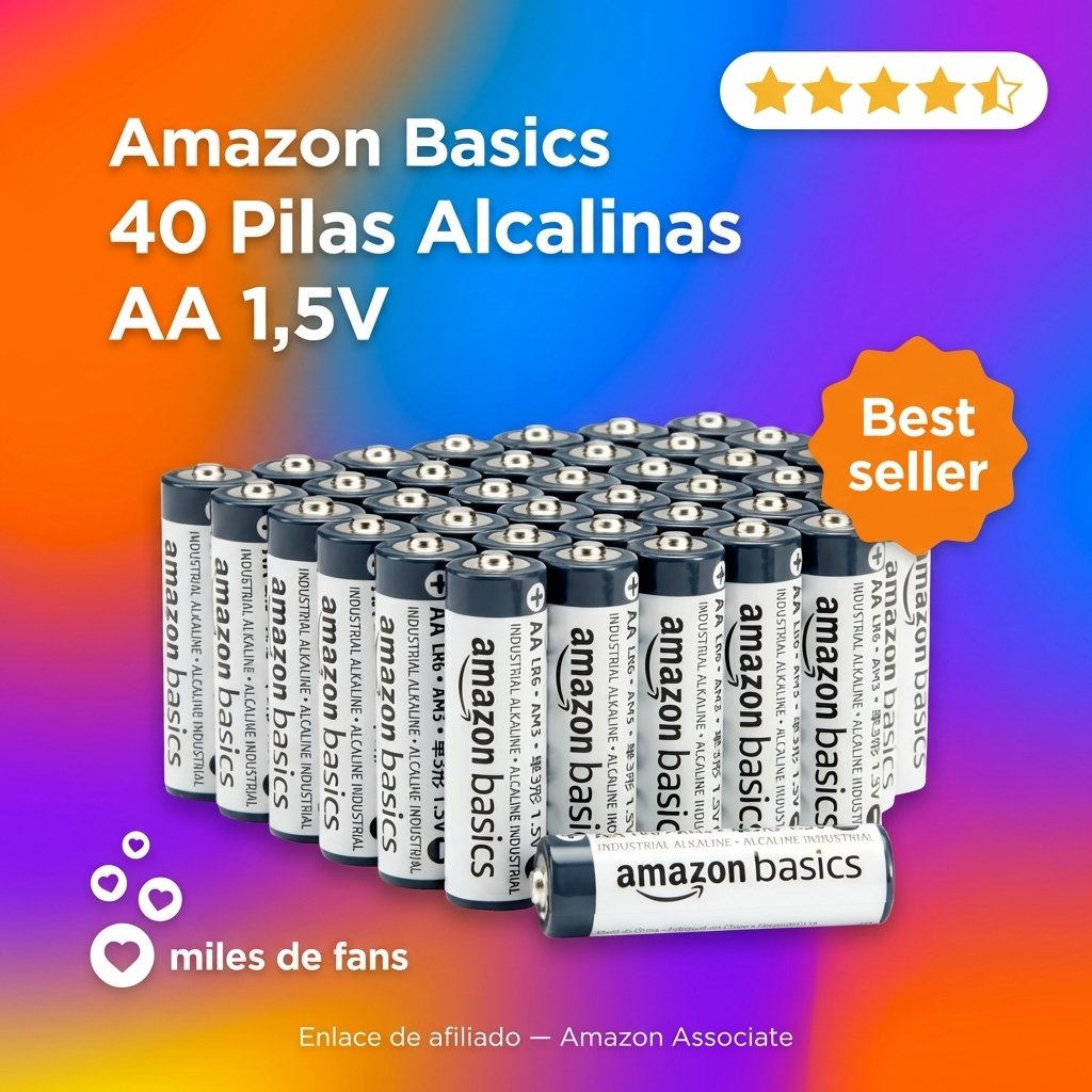 Amazon Basics 40 Pilas Alcalinas AA 1,5V