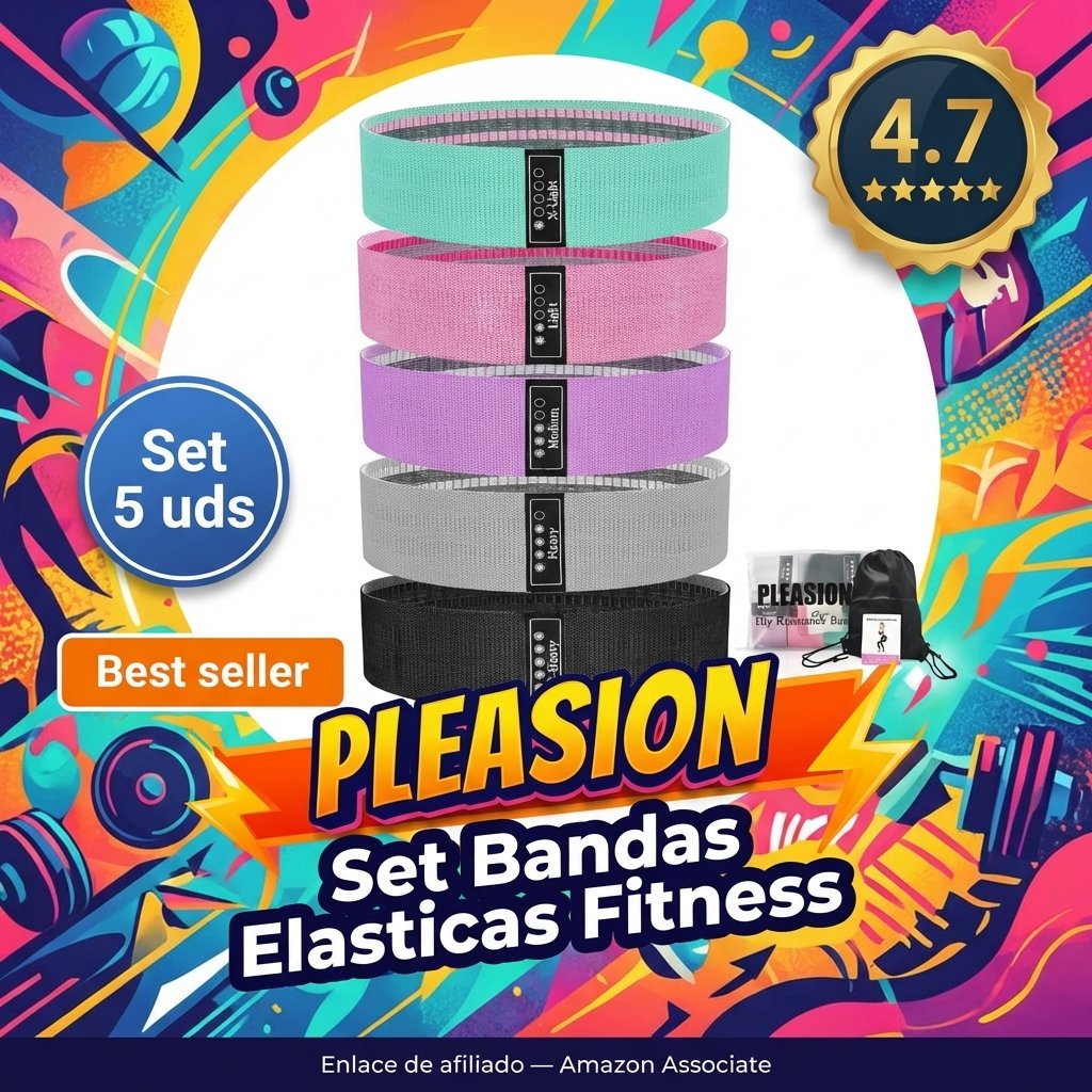 PLEASION Bandas Elásticas Set 5 Piezas Musculación Fitness