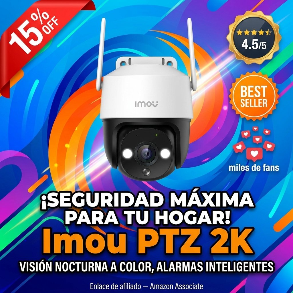 Imou 2K Cámara Vigilancia WiFi Exterior 360°, PTZ Cámara IP Vigilancia de Seguridad, AI Detección de Humana, Seguimiento Automático, Sirena, Visión Nocturna Color 30M, Audio Bidireccional, IP66