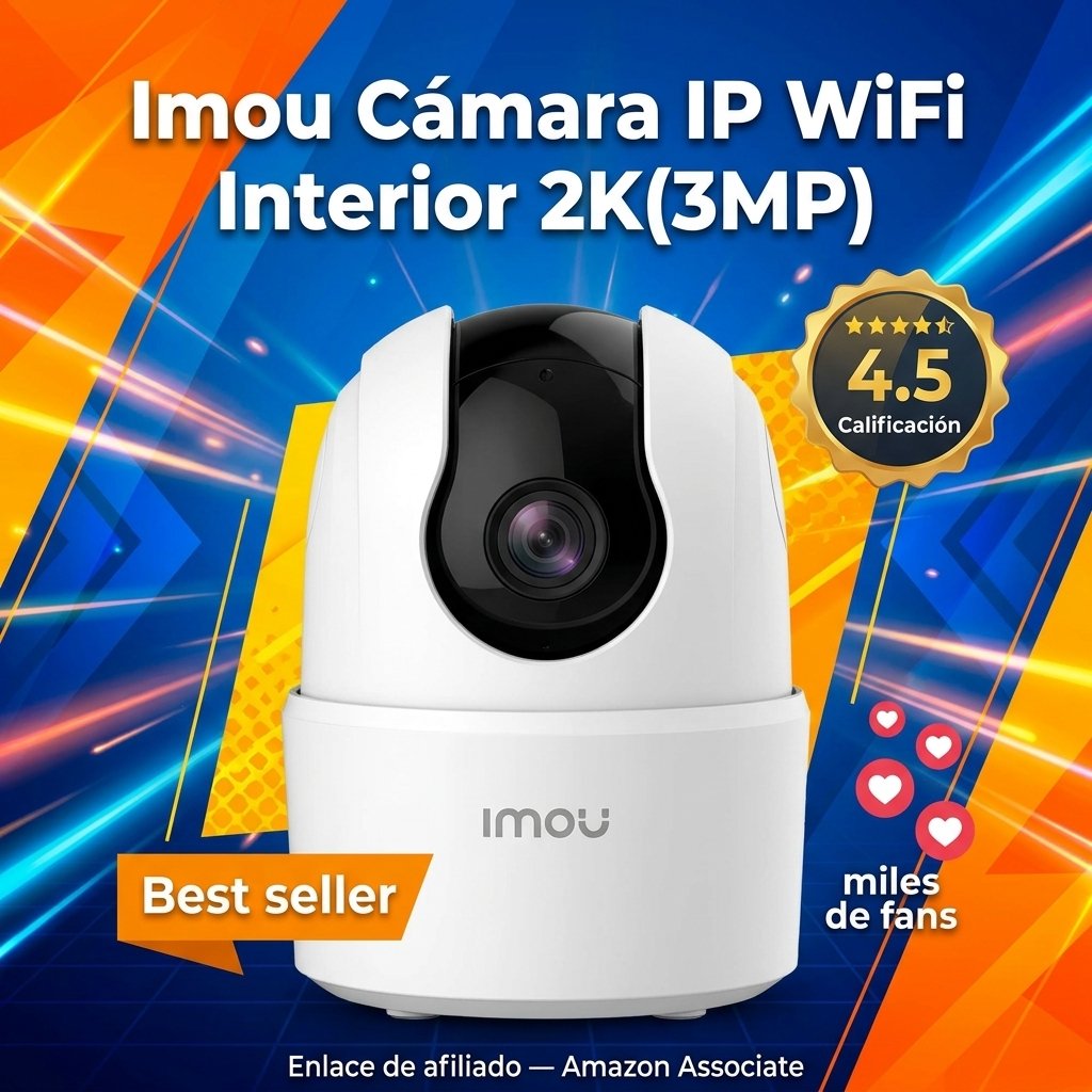 Imou Cámara IP WiFi Interior 2K(3MP), Detección Humano, 360°, Visión Nocturna, Sirena