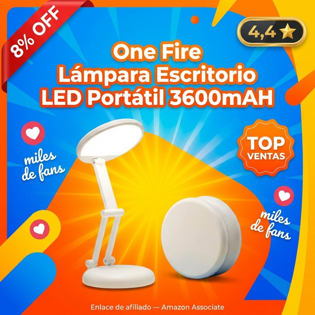 One Fire Lámpara Escritorio LED Portátil 3600mAH