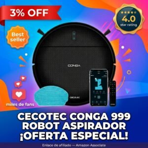Cecotec Conga 999 Map Genesis – Robot aspirador con mapa y friegasuelos