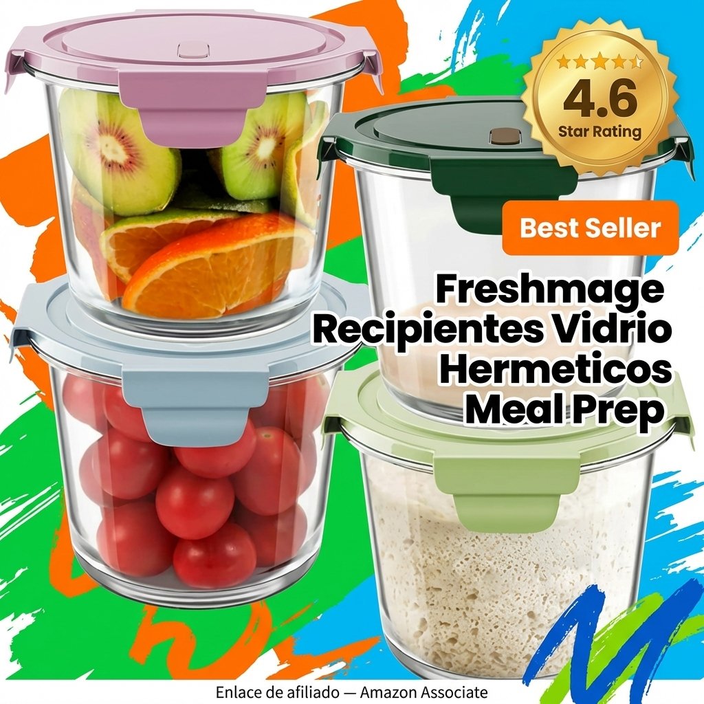 Freshmage Recipientes Vidrio Preparación Comidas 23oz Herméticos Sin BPA