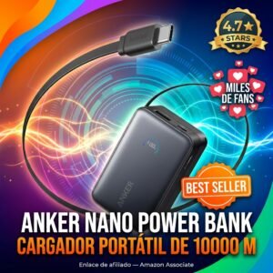 Anker Nano Power Bank 10000mAh – Cable retractil 70cm y carga 45W