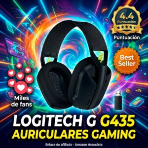 Logitech G435 Auriculares Gaming Inalámbricos 165g 18h Batería