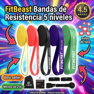 FitBeast: Set 5 bandas de resistencia para ejercicio en casa