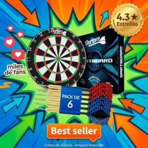 DartPro Diana Sisal Autoreparable con 6 Dardos Profesionales