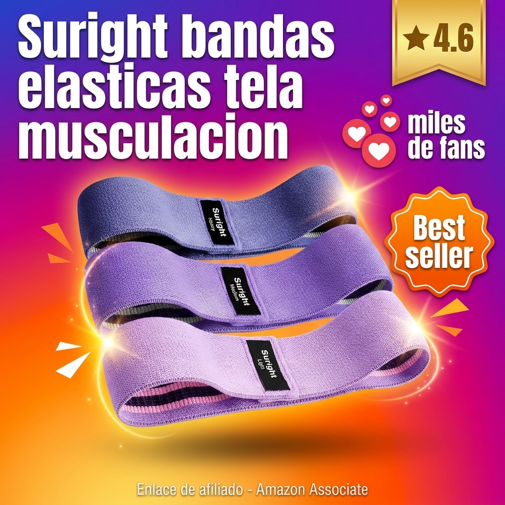 Suright Gomas Elasticas Musculacion, Bandas Elasticas Musculacion Antideslizantes de Tela, Cintas Elasticas Musculacion 3 Niveles de Ejercicios para Gluteos,Cadera,Piernas,Yoga,Pilates,Fitness