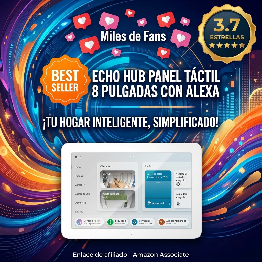 Echo Hub (Última generación) | Cuadro de mandos de Hogar digital con pantalla de 8" y Alexa | Compatible con miles de dispositivos