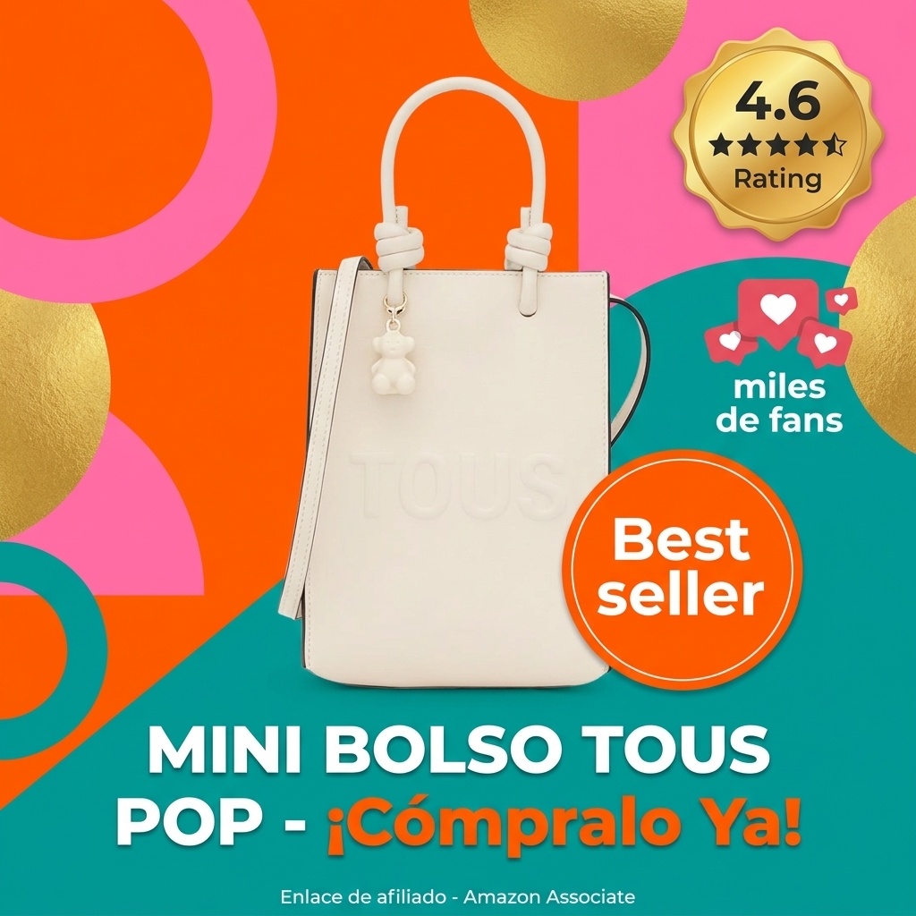 TOUS Mini Bolso Pop Beige, Para Mujer, Medidas 20,5 x 16 x 6 cm, Colección Tous La Rue New