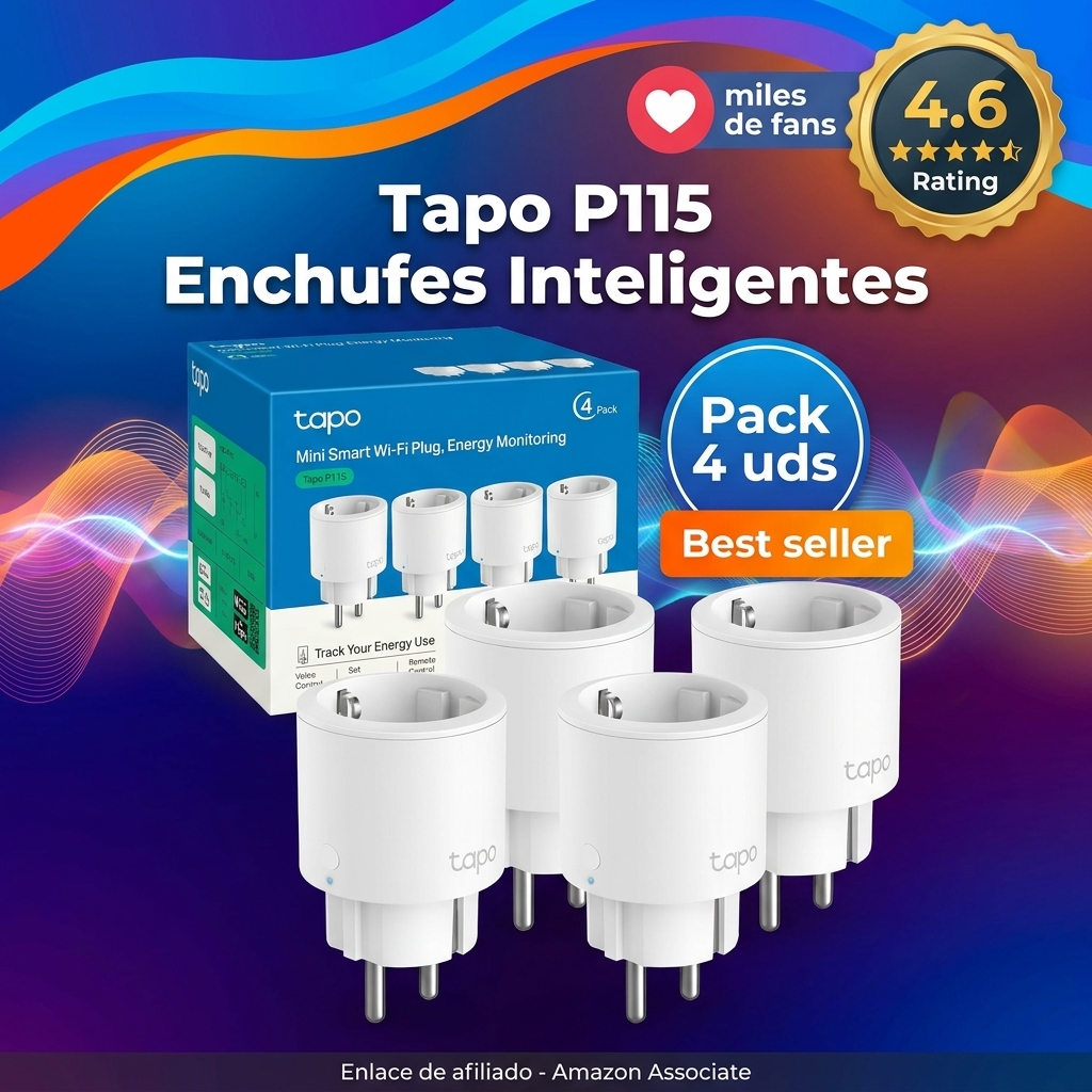 Tapo P115 (4 paquetes) – Mini enchufe inteligente Wi-Fi con monitoreo de energía, programación encendido/apagado, ahorro de energía, compatible con Alexa y Google Home, blanco