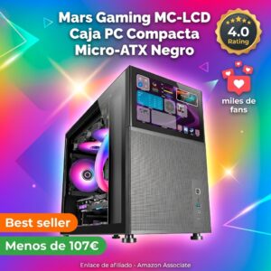 Mars Gaming MC-LCD caja PC Micro-ATX con pantalla LCD 8″